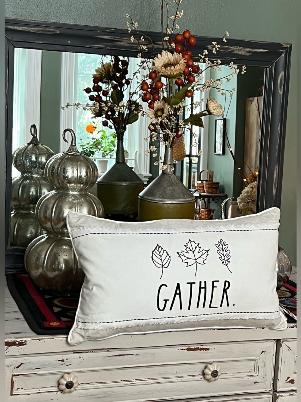 Rae Dunn Neutrals Beige GATHER Pillow 🍂